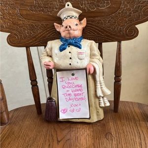 Vintage cast iron chef pig!!!